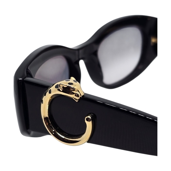 Chic Black Sunglasses with Gold Accents - Picture 4 of 9